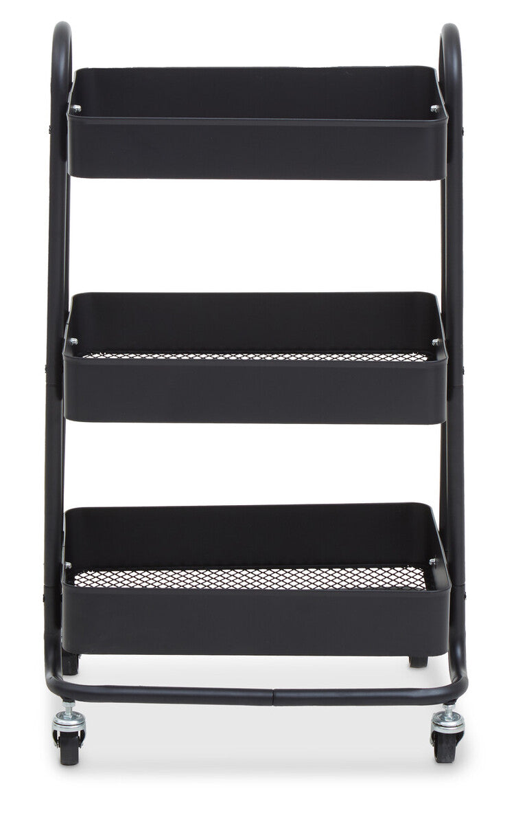Acero Three Tier Black Metal Trolley