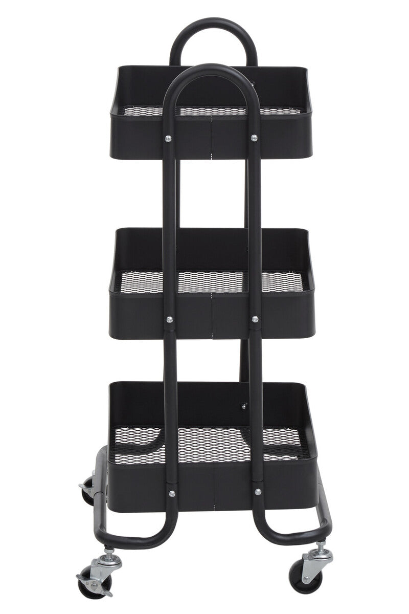 Acero Three Tier Black Metal Trolley