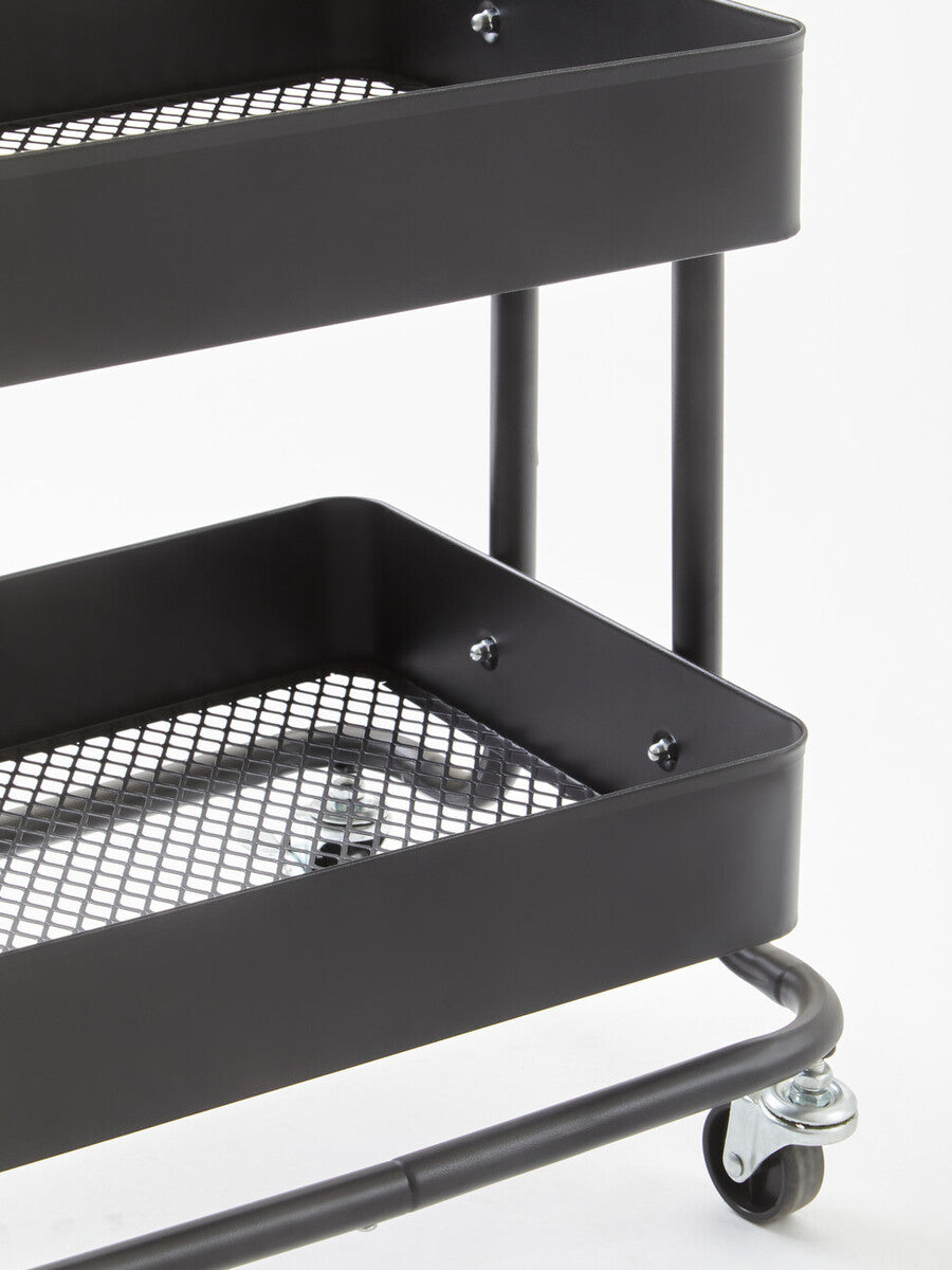 Acero Three Tier Black Metal Trolley