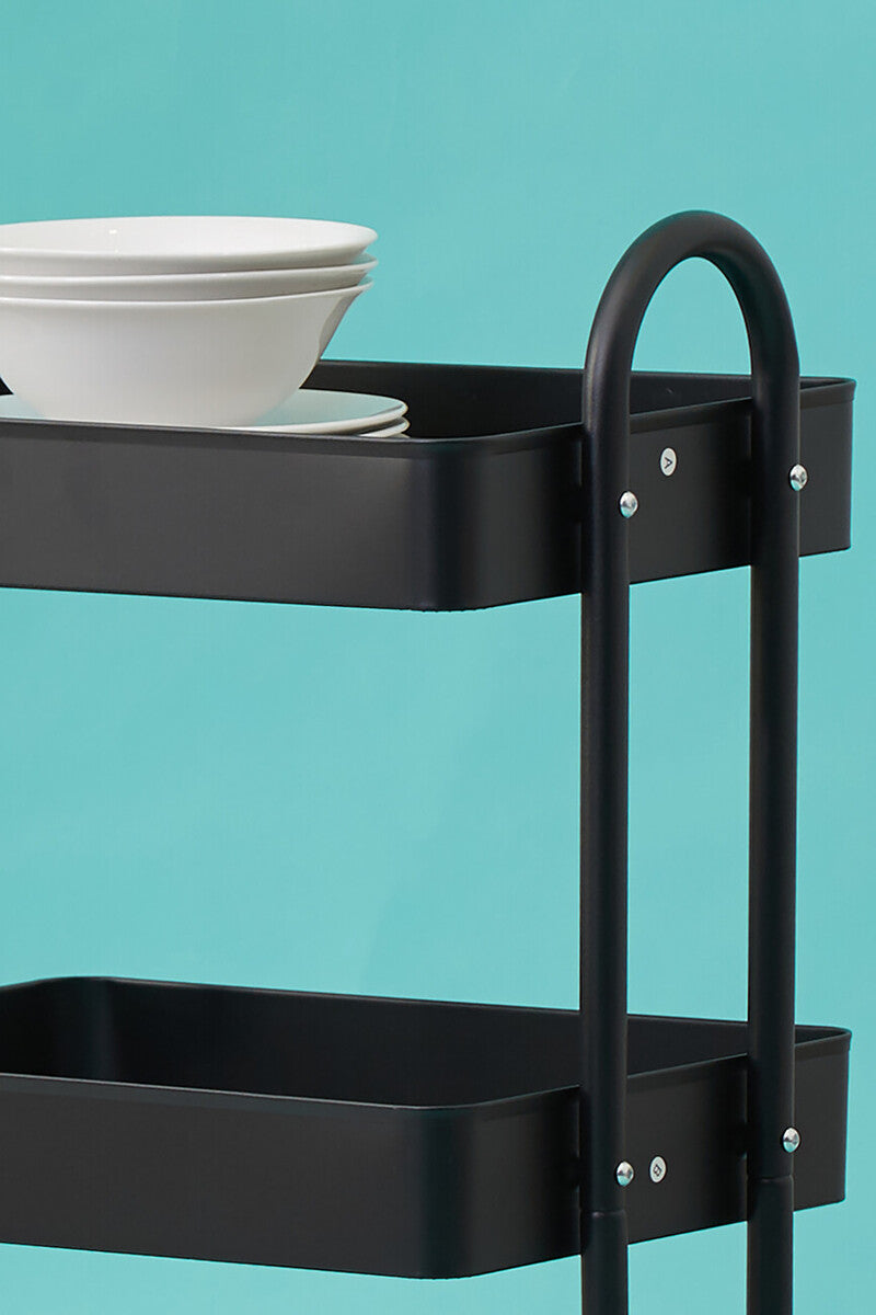 Acero Three Tier Black Metal Trolley