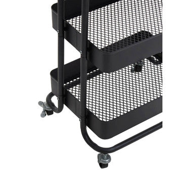 Acero Three Tier Black Metal Trolley
