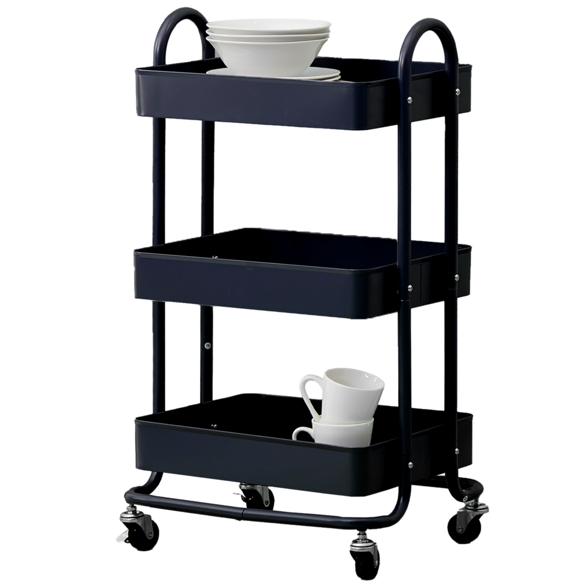 Acero Three Tier Black Metal Trolley