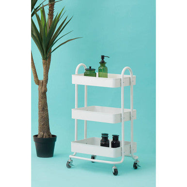 Acero Three Tier White Metal Trolley