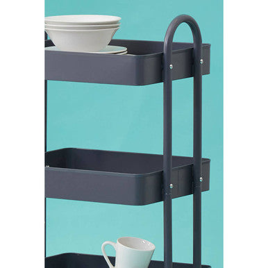 Acero Three Tier Grey Metal Trolley