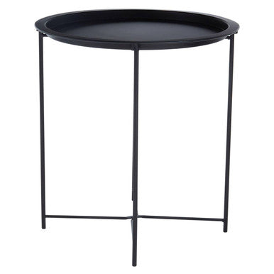 Acero Black Metal Round Side Table