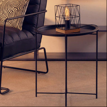Acero Black Metal Round Side Table - Image 1