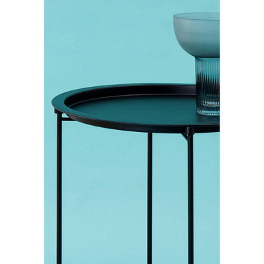 Acero Black Metal Round Side Table