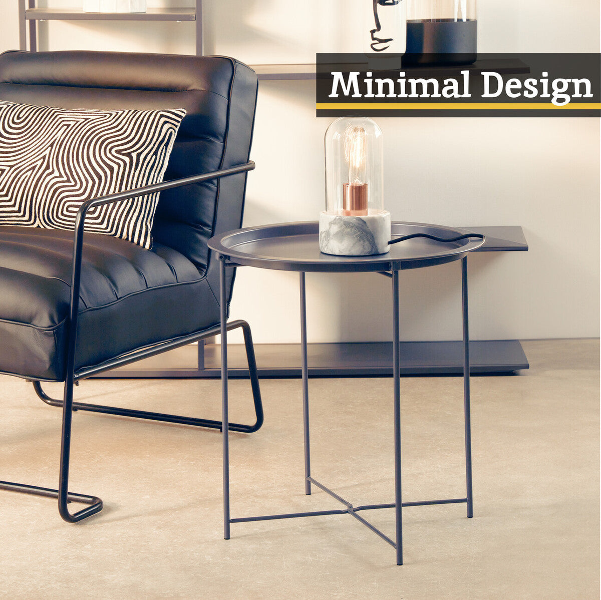 Acero Grey Metal Round Side Table