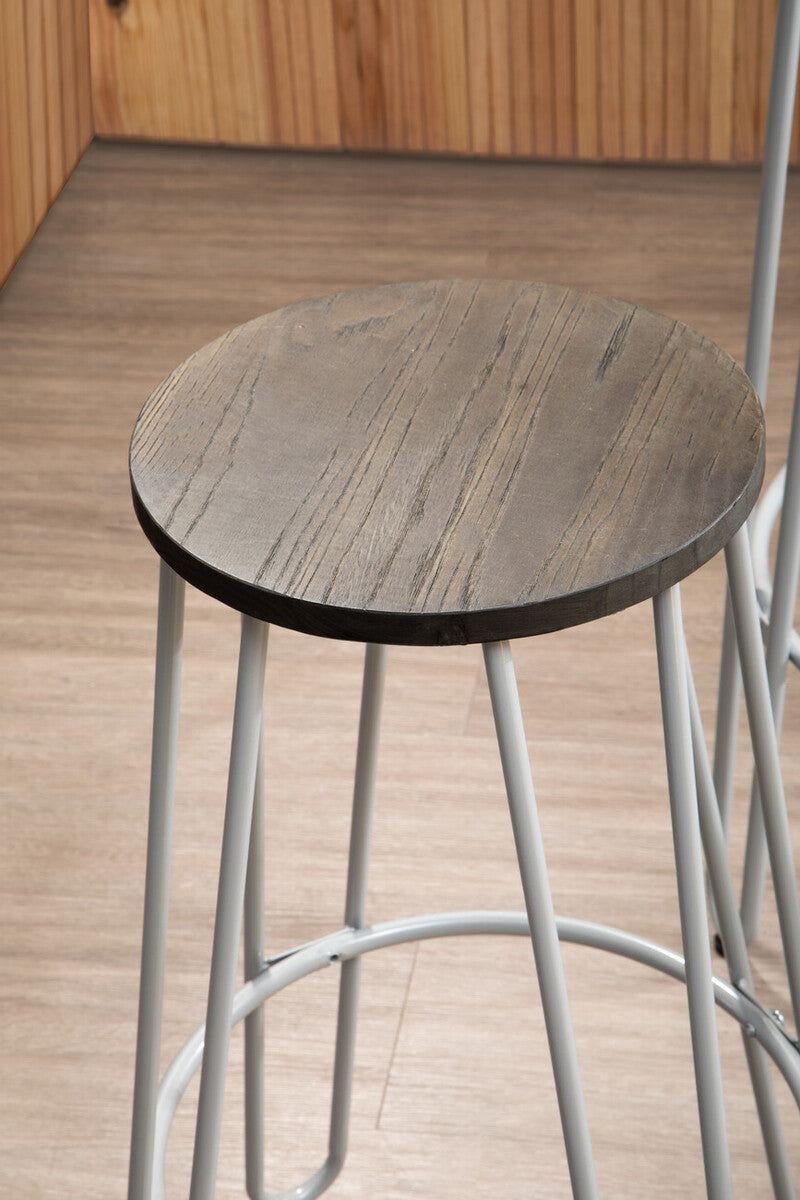 District 3 Piece Elm Wood Bar Table And Stool Set