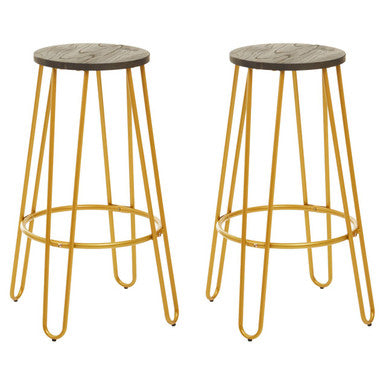 District 3Pc Gold Finish Bar Table Stool Set