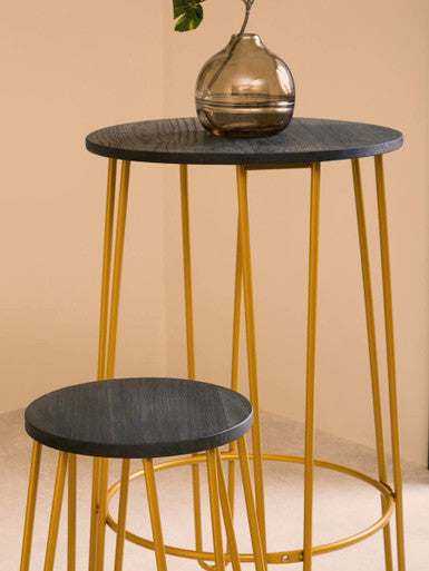 District 3 Piece Gold Finish Bar Table Stool Set