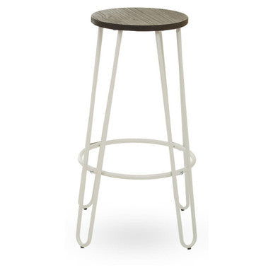 District White Finish Metal Frame Bar Stool
