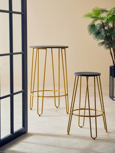 District Gold Finish Metal Frame Bar Stool