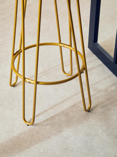 District Gold Finish Metal Frame Bar Stool
