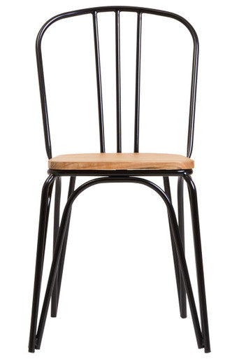 District Dining Chair Elm Wood Seat With Black Finish Metal Frame - image 2