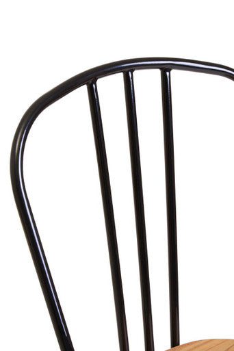 District Dining Chair Elm Wood Seat With Black Finish Metal Frame - image 8