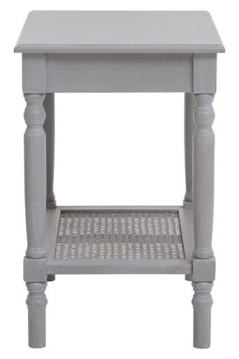 Slate Grey Wooden Side Table with Cane Webbing Detail, Heritage