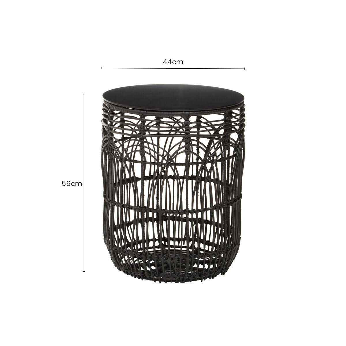 Black Round Rattan Stool or Side Table | Arles