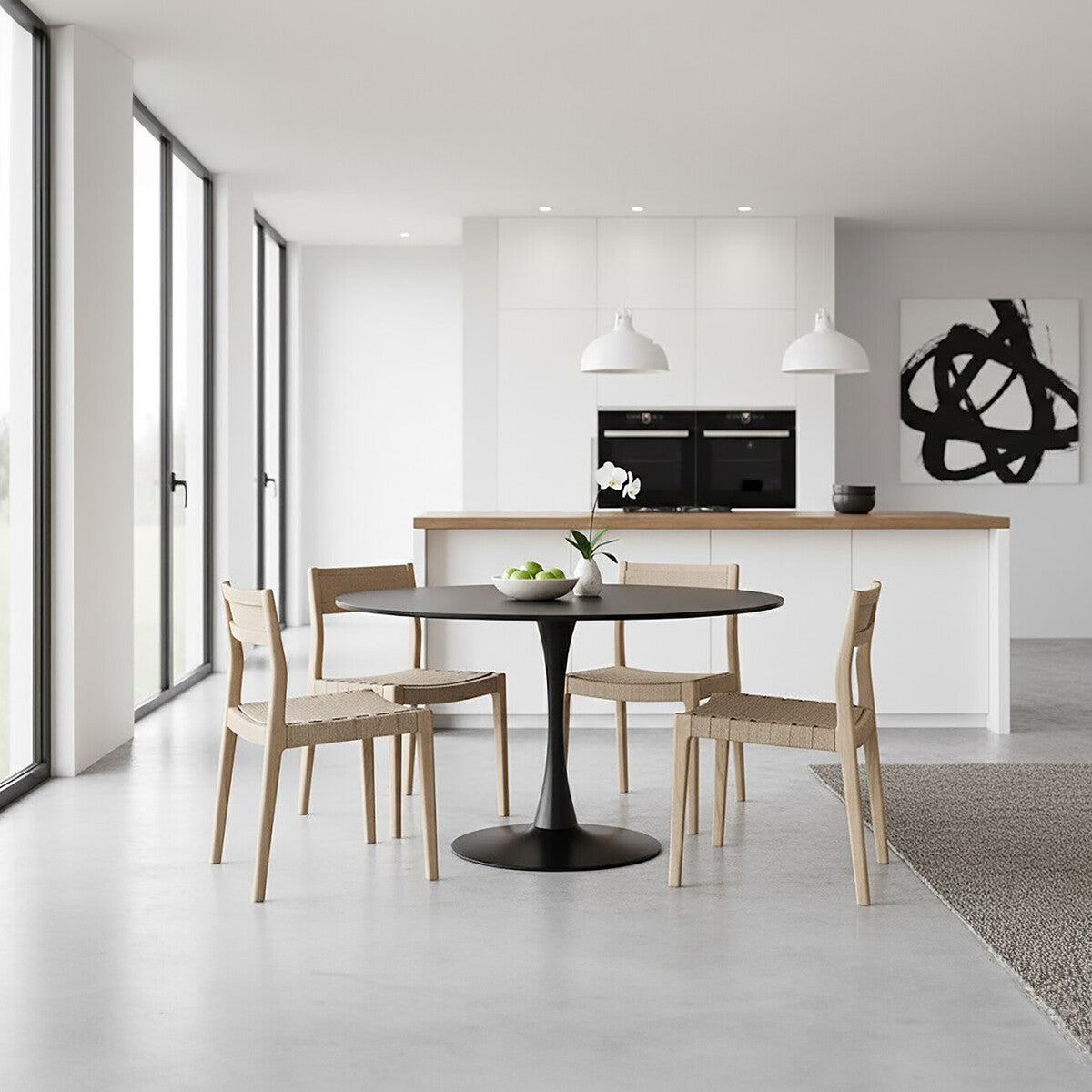 Laila Black Large Round Dining Table