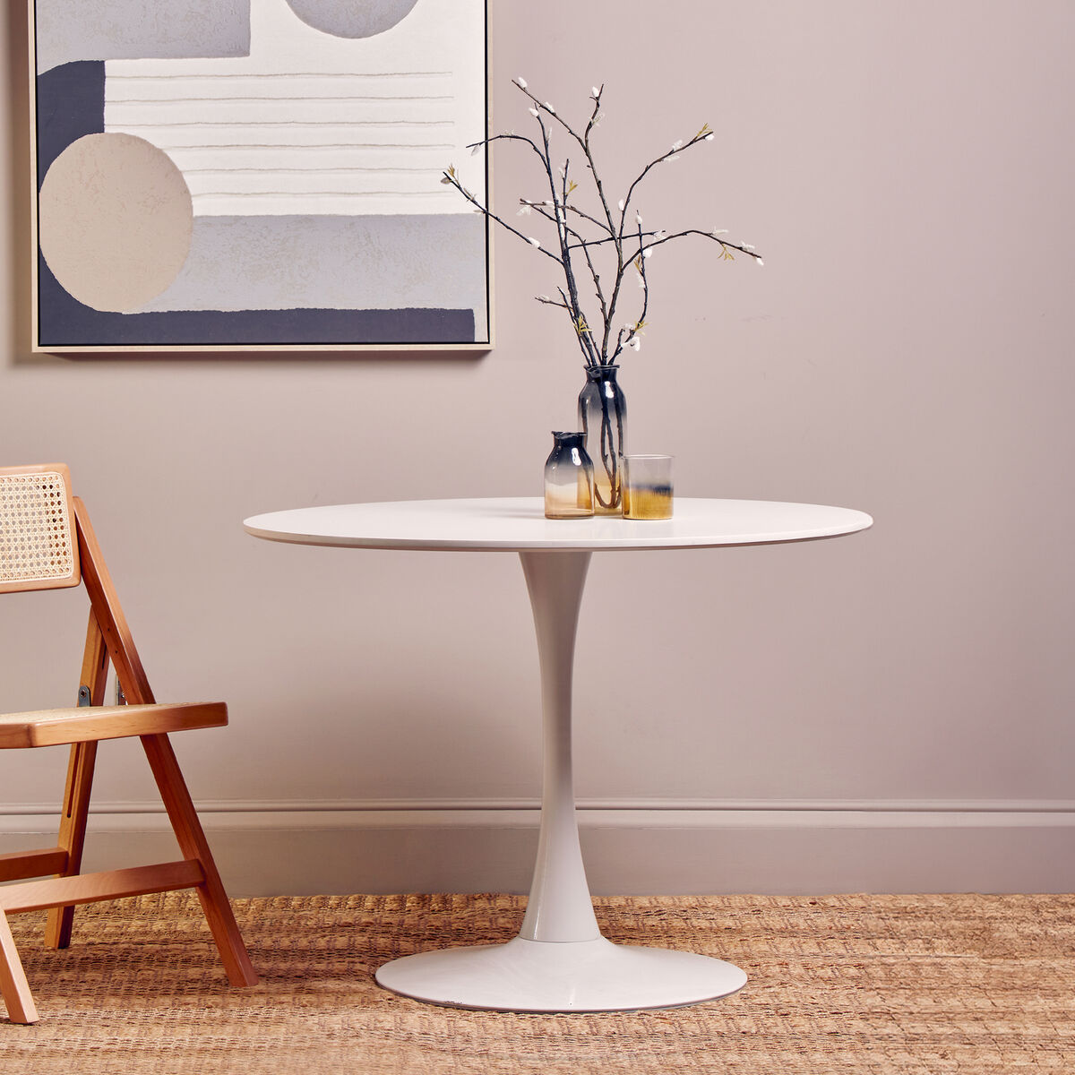 Laila White Small Round Dining Table - Image 1