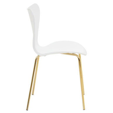 Laila White Seat Dining Chair With Gold Chrome Legs