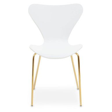 Laila White Seat Dining Chair With Gold Chrome Legs