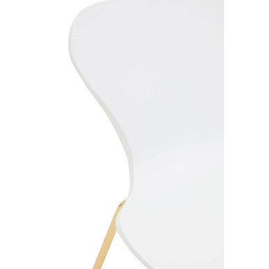 Laila White Seat Dining Chair With Gold Chrome Legs