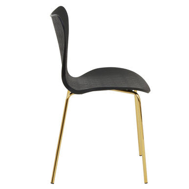 Laila Black Seat Dining Chair With Gold Chrome Legs