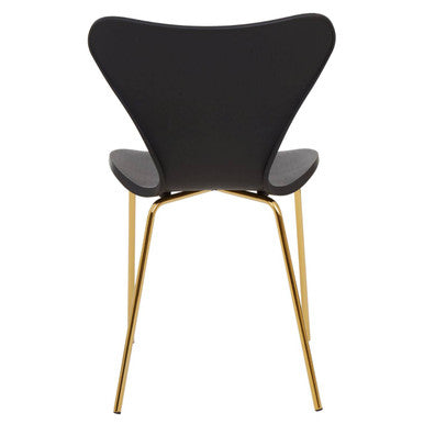 Laila Black Seat Dining Chair With Gold Chrome Legs