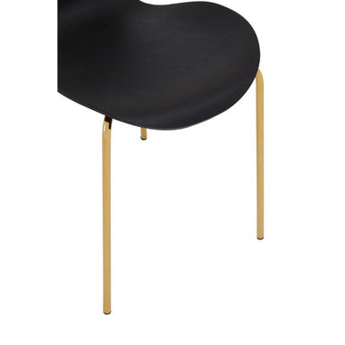 Laila Black Seat Dining Chair With Gold Chrome Legs