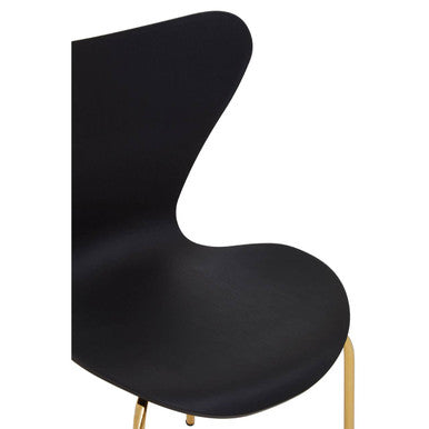 Laila Black Seat Dining Chair With Gold Chrome Legs