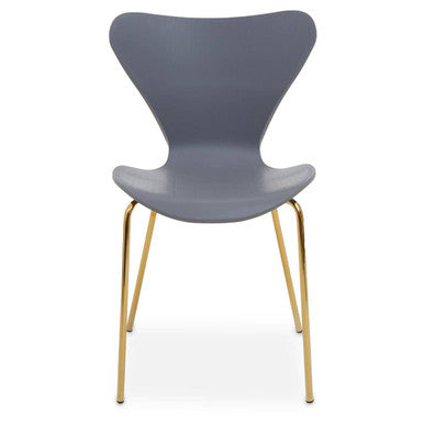 Laila Grey Seat Dining Chair With Gold Chrome Legs