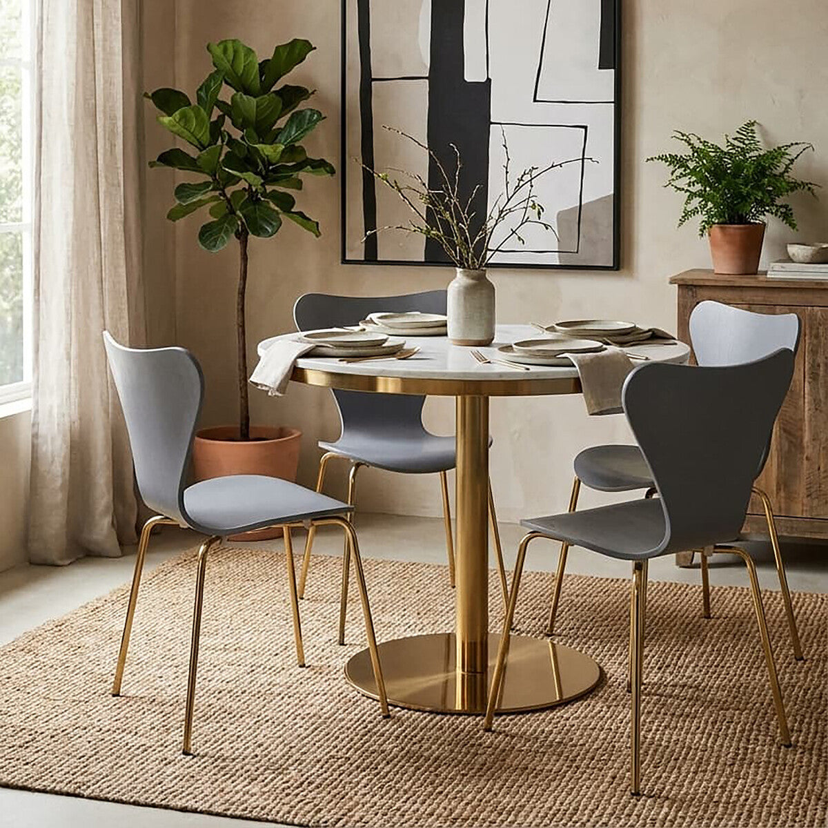 Laila Dining Chair With Grey Seat