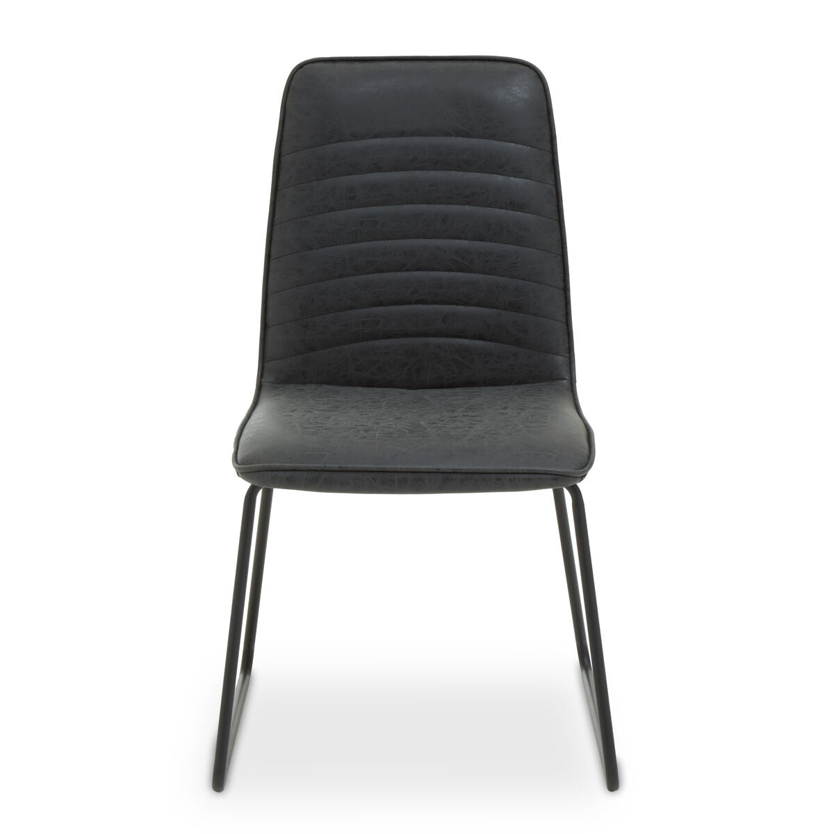 Black chair with a textured backrest on a white background