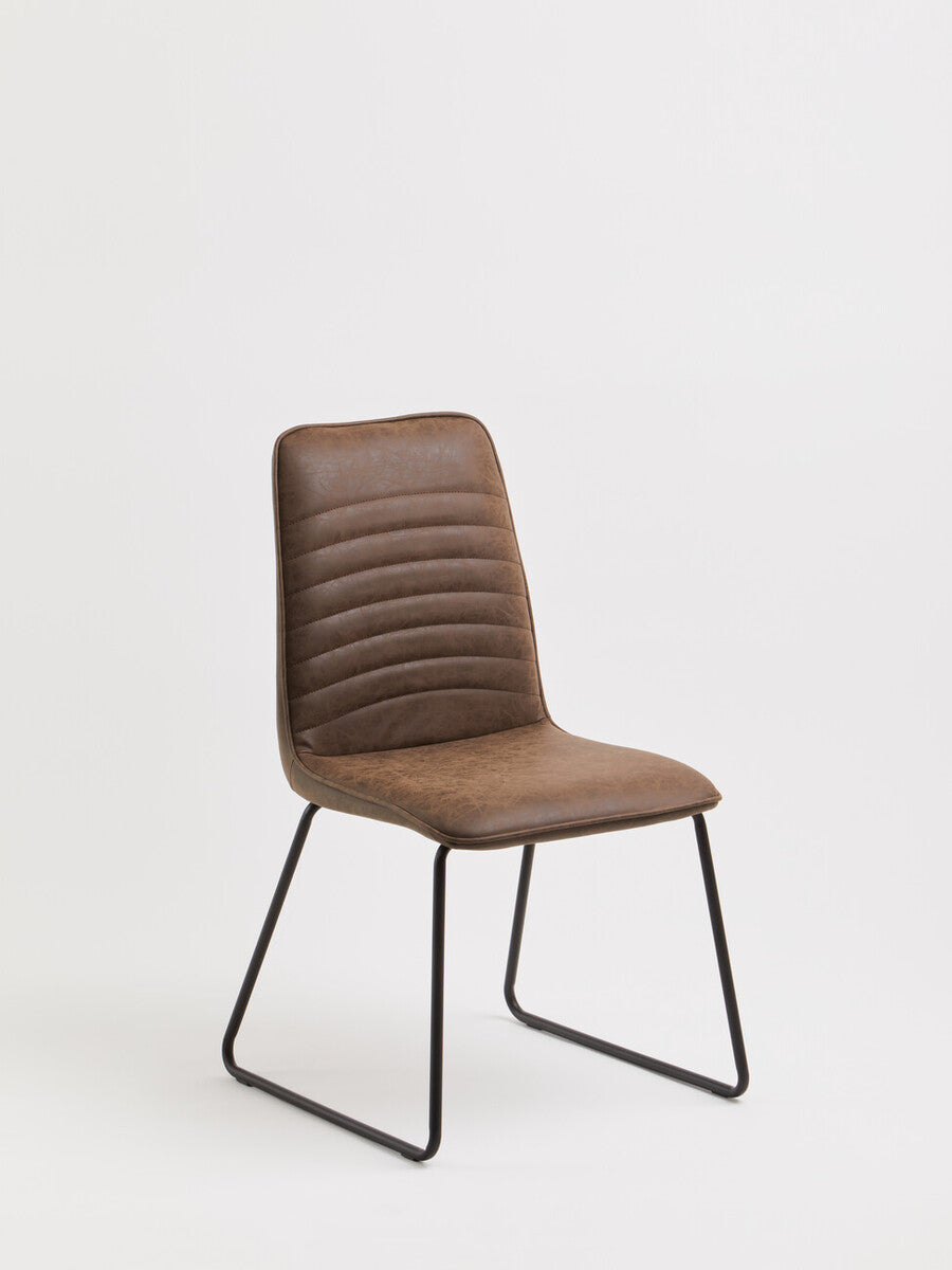 New Foundry Brown Leather Effect Chair