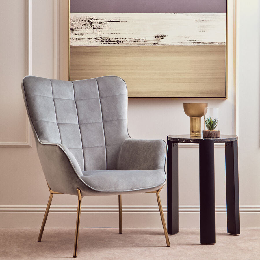 Stockholm Grey Velvet Chair