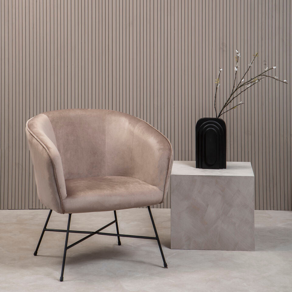 Stockholm Mink Velvet Curved Accent Chair