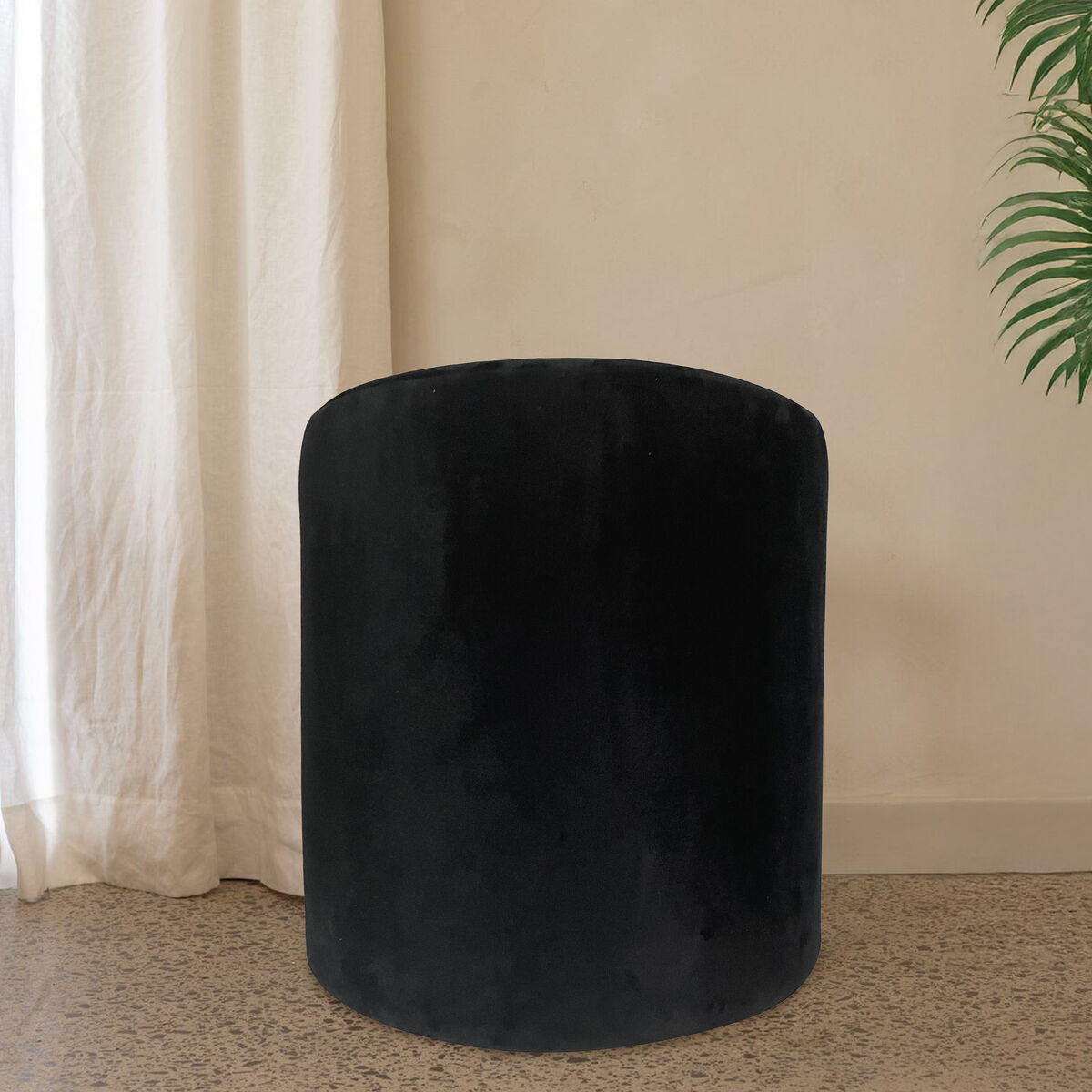 Haley Black Velvet Pouffe - image 1
