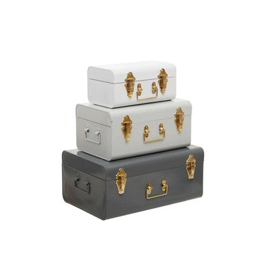 Parley Set Of Three Assorted Grey Storage Trunks