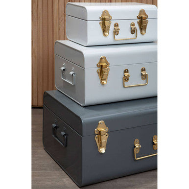 Parley Set Of Three Assorted Grey Storage Trunks
