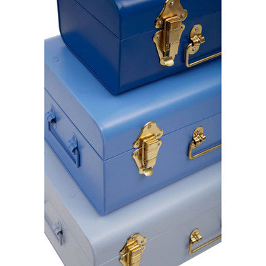 Parley Set Of Three Assorted Blue Storage Trunks