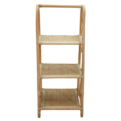 Bamboo shelf with three shelves on a white background