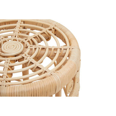 Natural Rattan Set of Two Nesting Tables with Tight Weave Top and Scrolled Base, Mataram