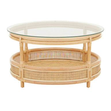 Mataram Rattan Coffee Table With Glass Top