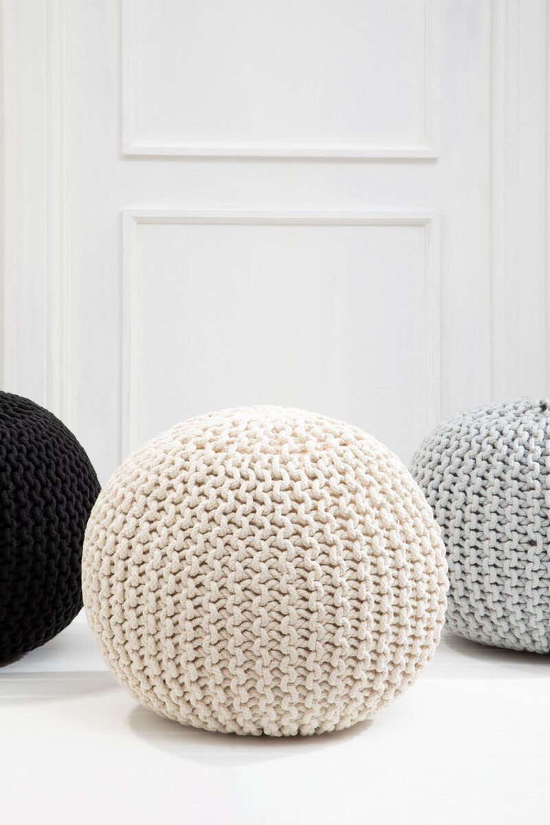 Kids Knit Cream Pouffe