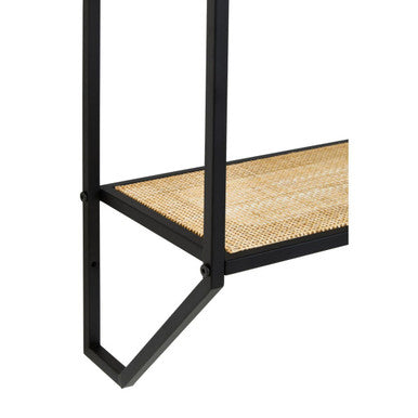 Depok Two Tier Rattan And Metal Wall Shelf