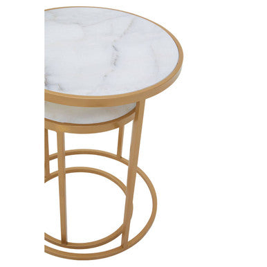 Colva White Marble and Gold Set Of Two Nesting Tables - image 6