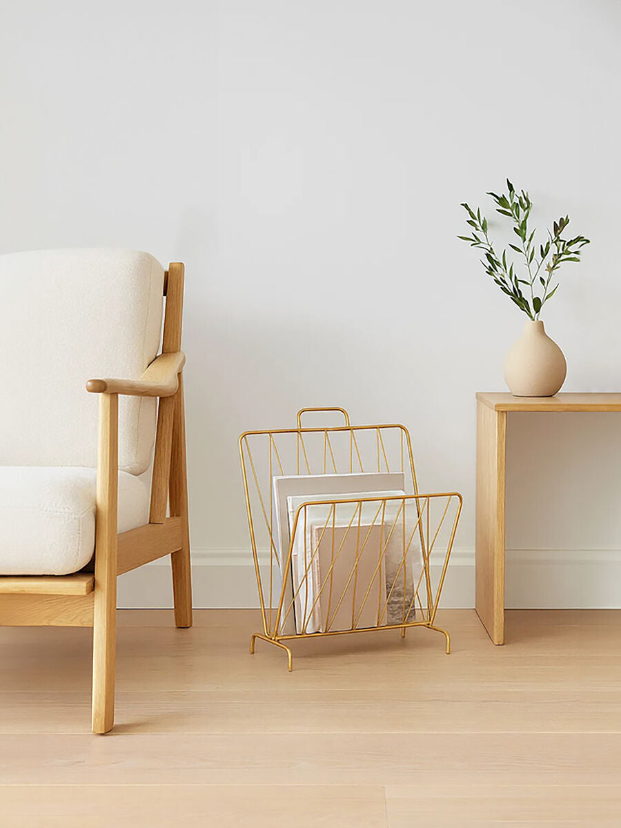 Avento Gold Finish Magazine Rack