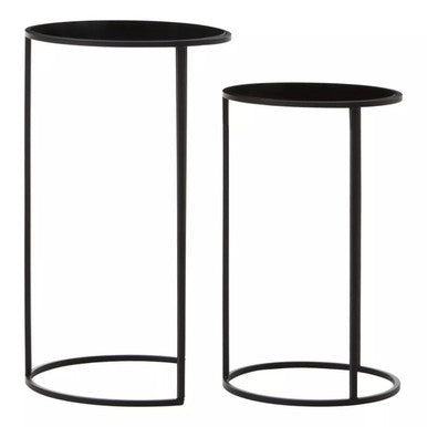 Avento Set Of Two Round Black Plant Stands
