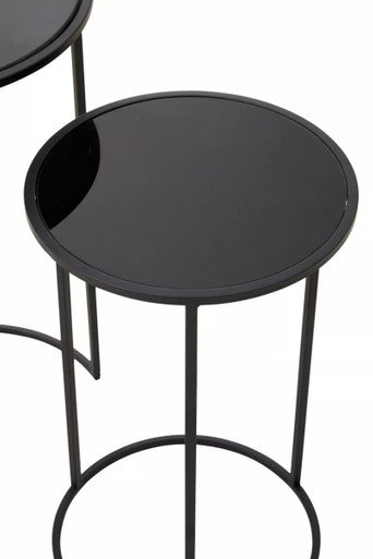 Avento Set Of Two Round Black Plant Stands